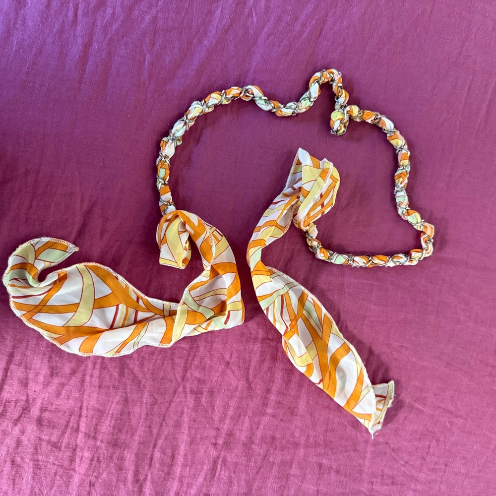 Orange and White Scarf / Chain Belt / Retro Hippie Vibe!